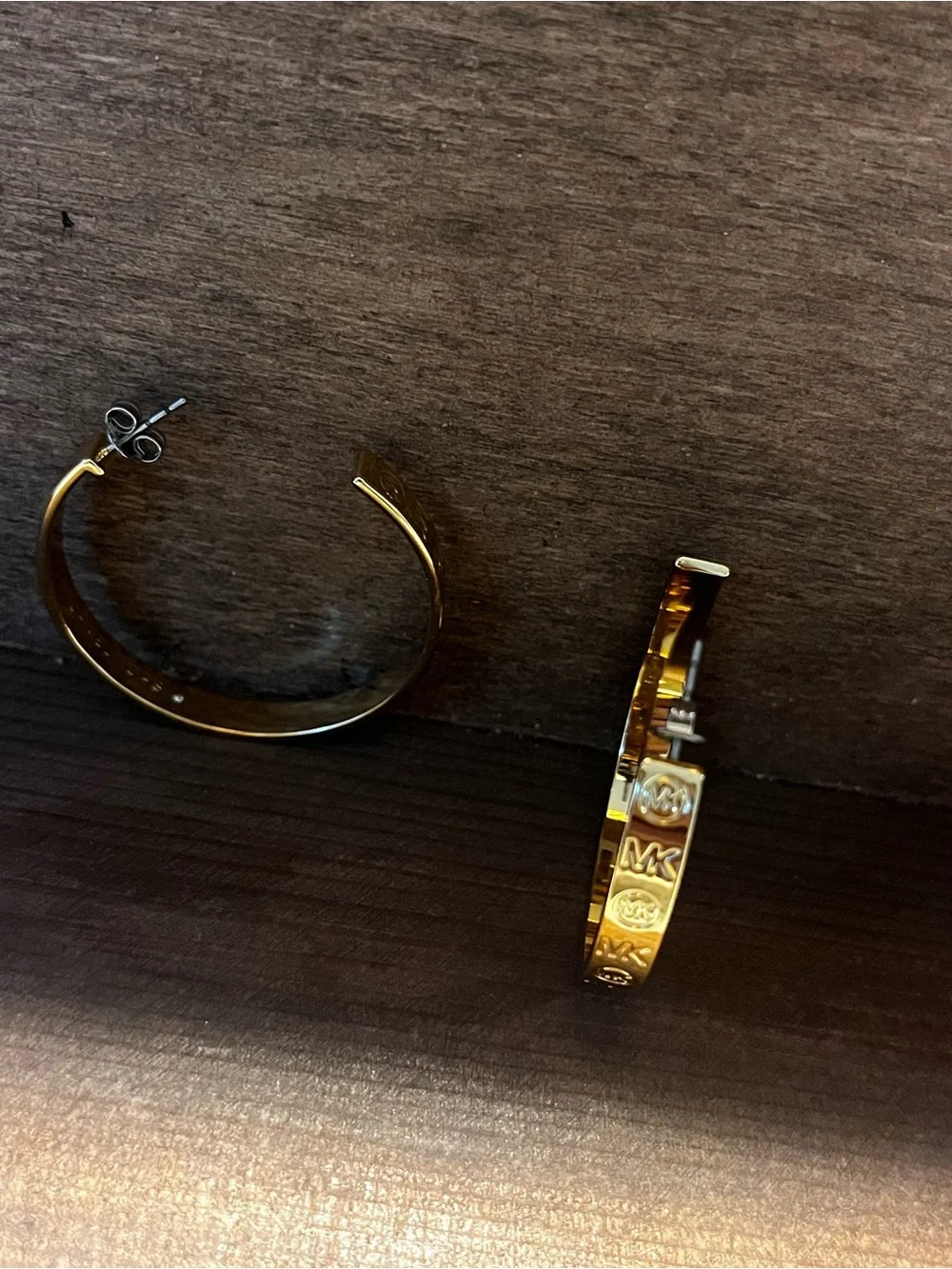 Michael Kors Two-Tone MK Logo Hoop Earrings - Gold & Silver